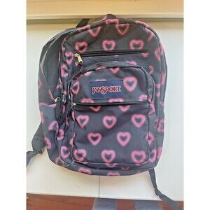 Jansport Backpack Black Hearts Big Student Bookbag 17.5 In Laptop Sleeve
